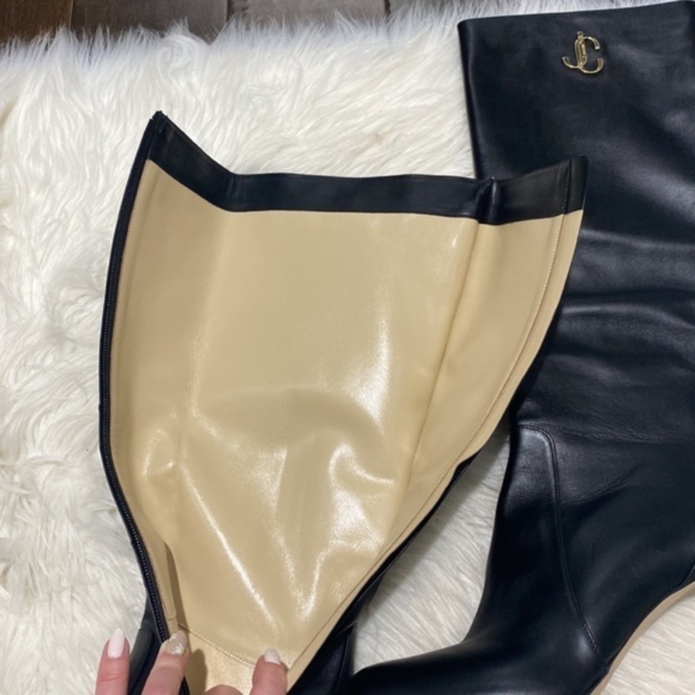 Jimmy Choo Shiny calfskin Mahesa 85 Knee high boots size 38.5 - Picture 11 of 13